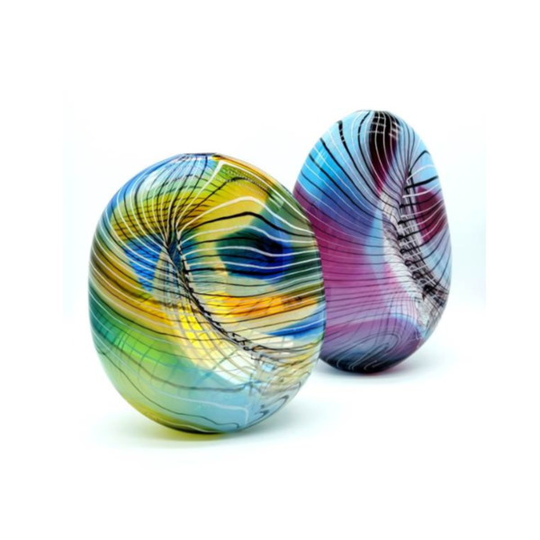 A Heart of Glass Feather Ovoid Duo by Colin Hawkins